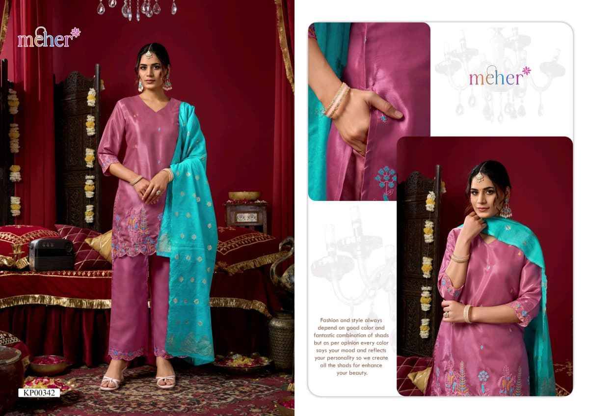 SITARA By Meher 341 To 346 Series Beautiful Festive Suits Colorful Stylish Fancy Ethnic Wear Roman Embroidery Dresses At Wholesale Price